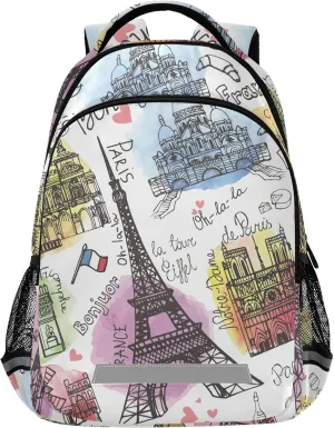 ALAZA Paris Landmark Eiffel Tower Backpack Purse for Women Men Personalized Laptop Notebook Tablet School Bag Stylish Casual Daypack, 13 14 15.6 inch