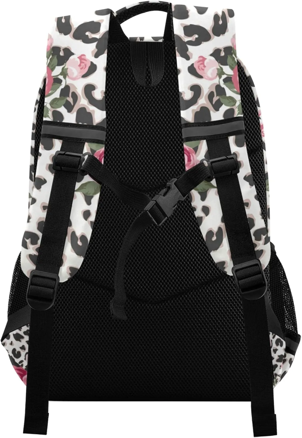 ALAZA Pink Rose Flower Leopard Cheetah Print Backpack Purse for Women Men Personalized Laptop Notebook Tablet School Bag Stylish Casual Daypack, 13 14 15.6 inch