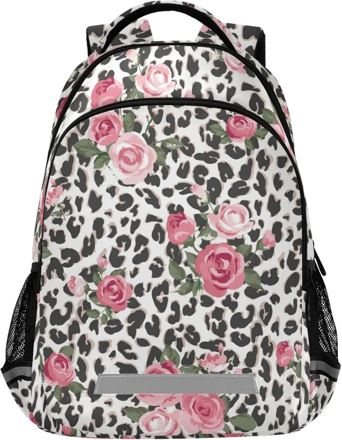 ALAZA Pink Rose Flower Leopard Cheetah Print Backpack Purse for Women Men Personalized Laptop Notebook Tablet School Bag Stylish Casual Daypack, 13 14 15.6 inch