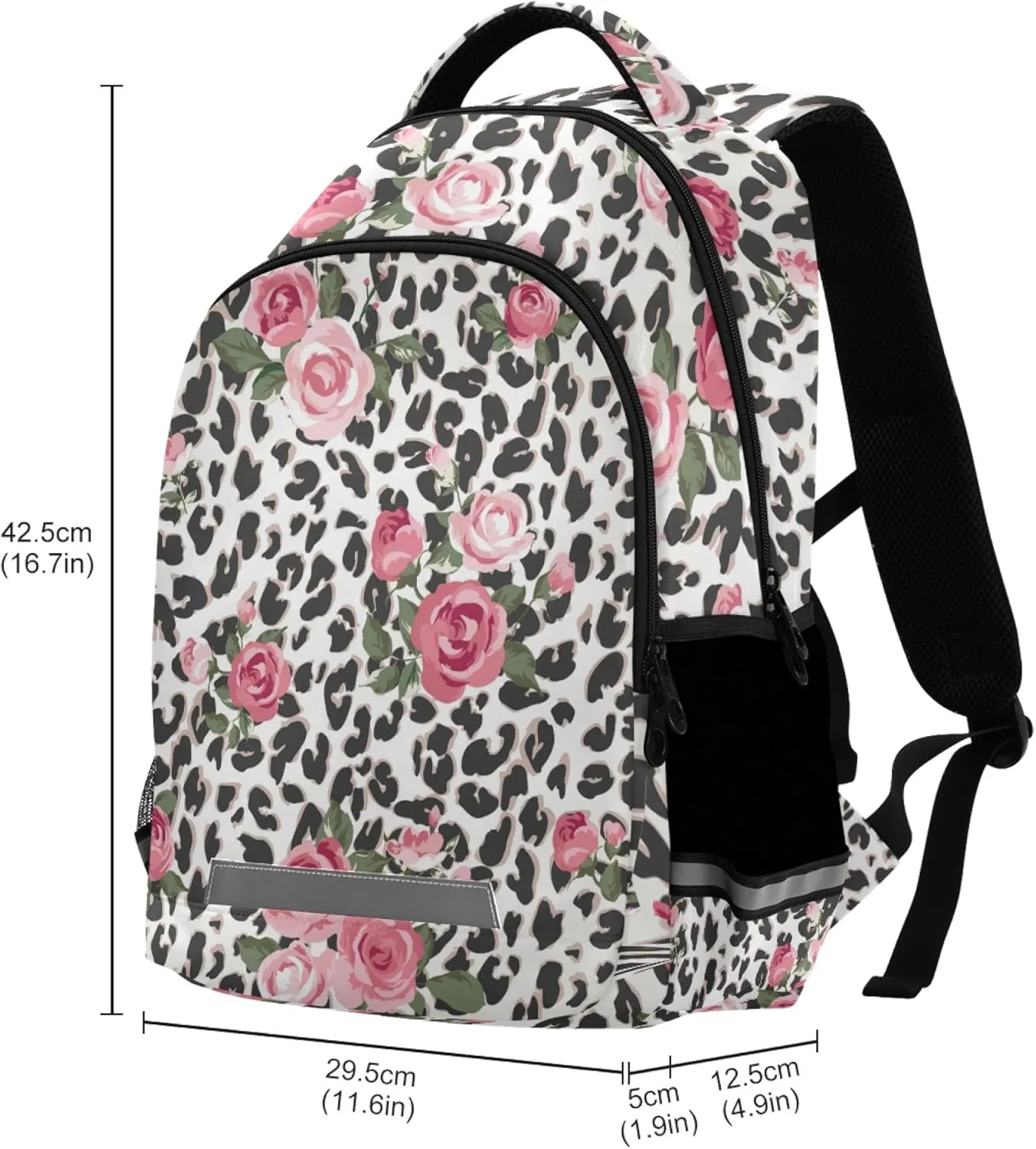 ALAZA Pink Rose Flower Leopard Cheetah Print Backpack Purse for Women Men Personalized Laptop Notebook Tablet School Bag Stylish Casual Daypack, 13 14 15.6 inch