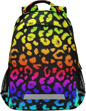 ALAZA Rainbow Leopard Cheetah Print Animal Backpack Purse for Women Men Personalized Laptop Notebook Tablet School Bag Stylish Casual Daypack, 13 14 15.6 inch