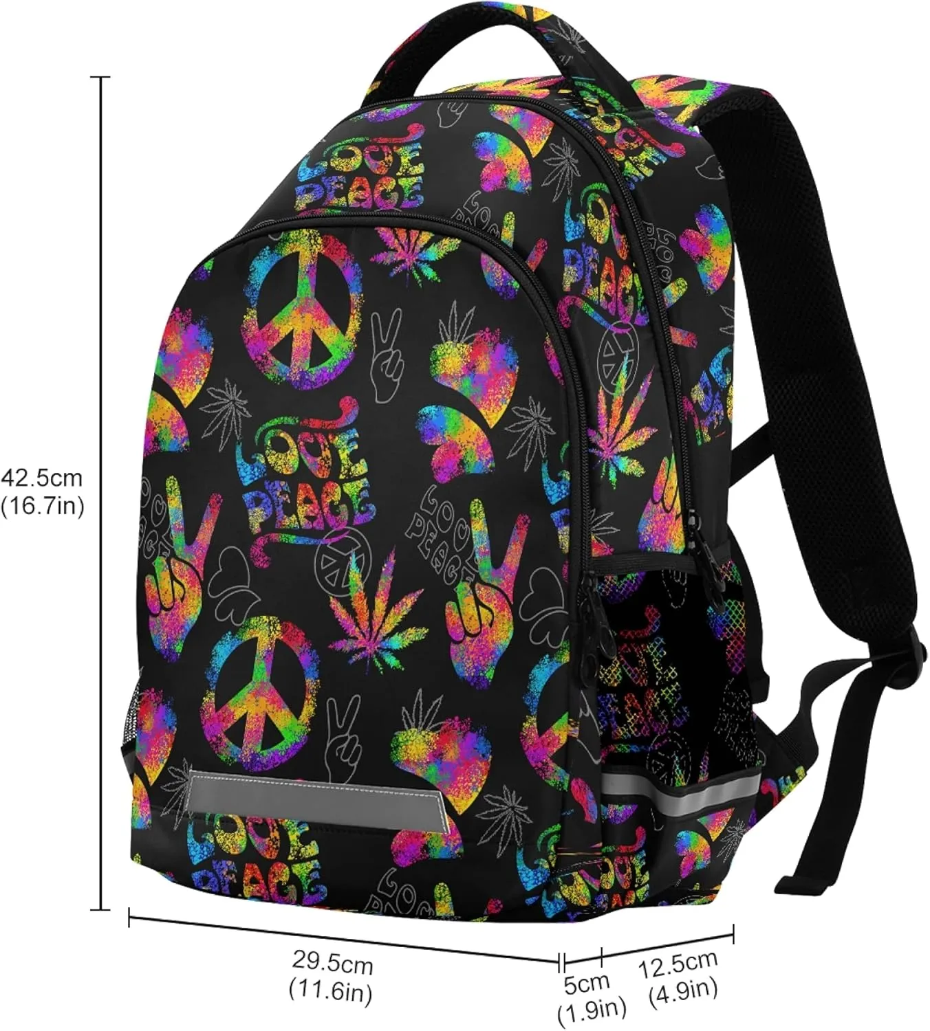 ALAZA Rainbow Peace Love Sign Gesture Backpack Purse for Women Men Personalized Laptop Notebook Tablet School Bag Stylish Casual Daypack, 13 14 15.6 inch