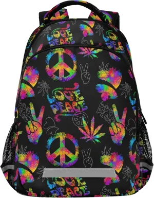 ALAZA Rainbow Peace Love Sign Gesture Backpack Purse for Women Men Personalized Laptop Notebook Tablet School Bag Stylish Casual Daypack, 13 14 15.6 inch