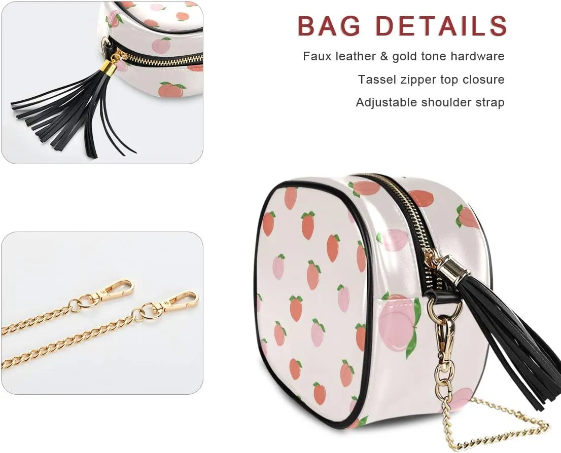 ALAZA Women's Pink Peach Fresh Fruit Fashion Purses Bag with Metal Chain Strap for Travel Shopping