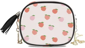 ALAZA Women's Pink Peach Fresh Fruit Fashion Purses Bag with Metal Chain Strap for Travel Shopping