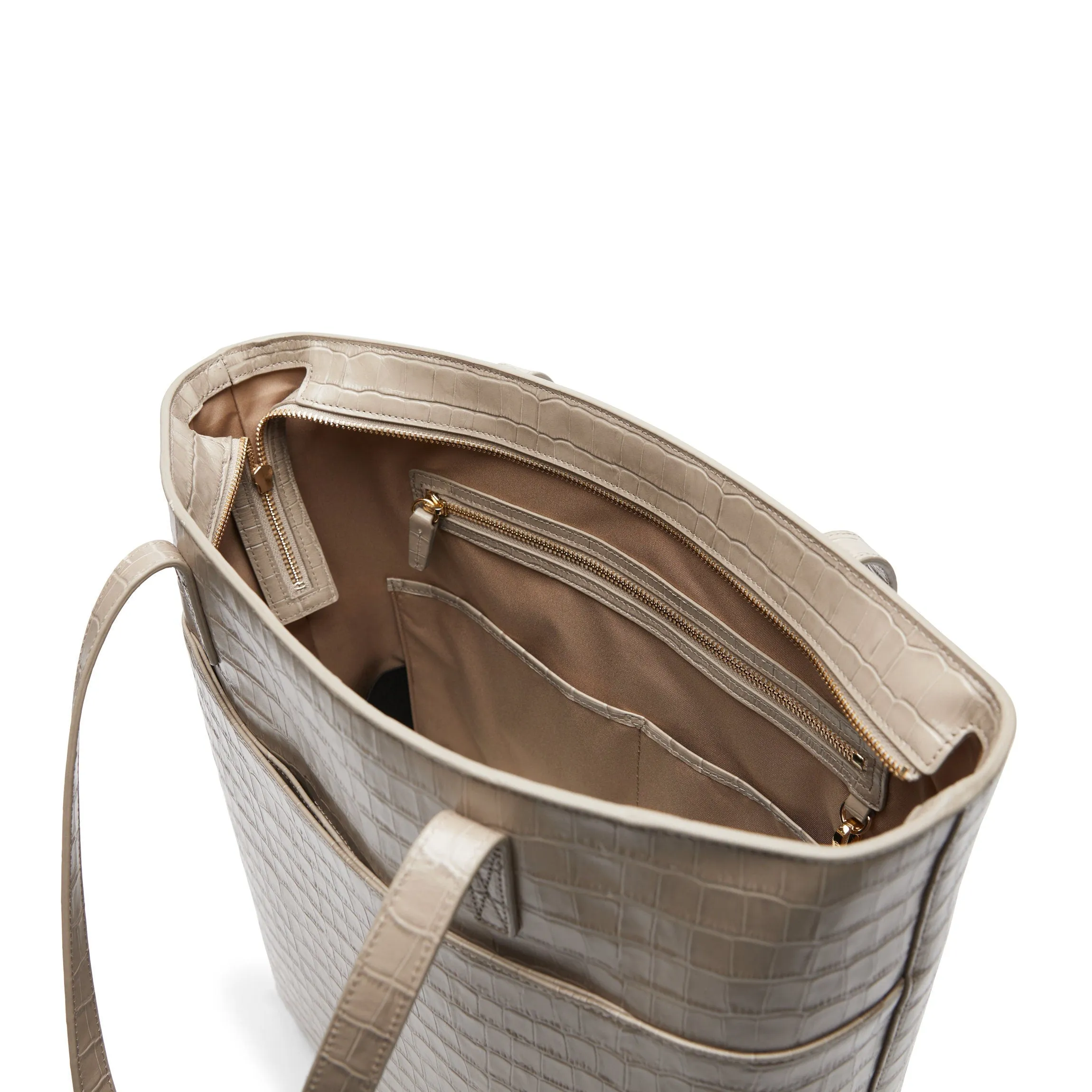 Alex Vertical Work Tote Ecru Croc
