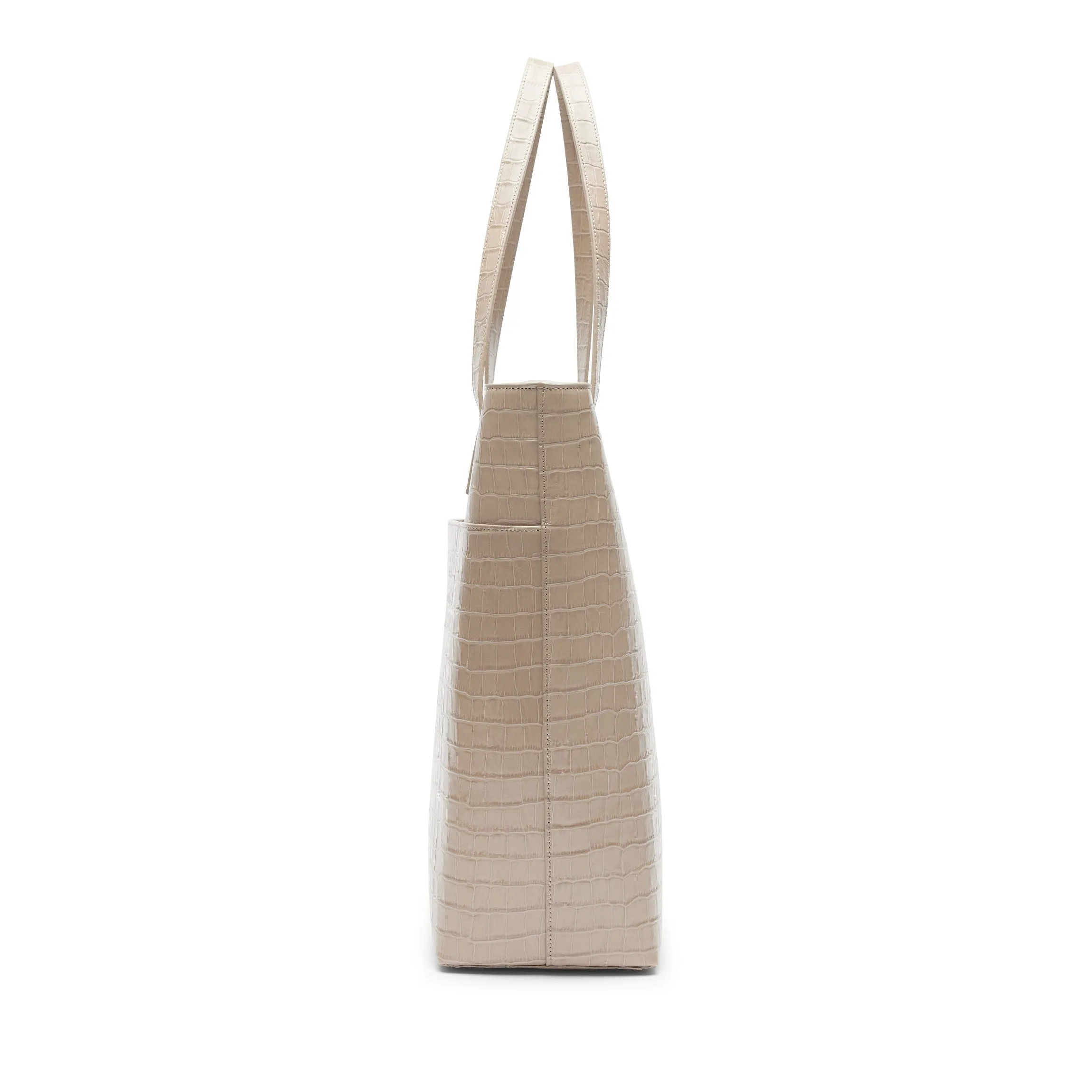 Alex Vertical Work Tote Ecru Croc