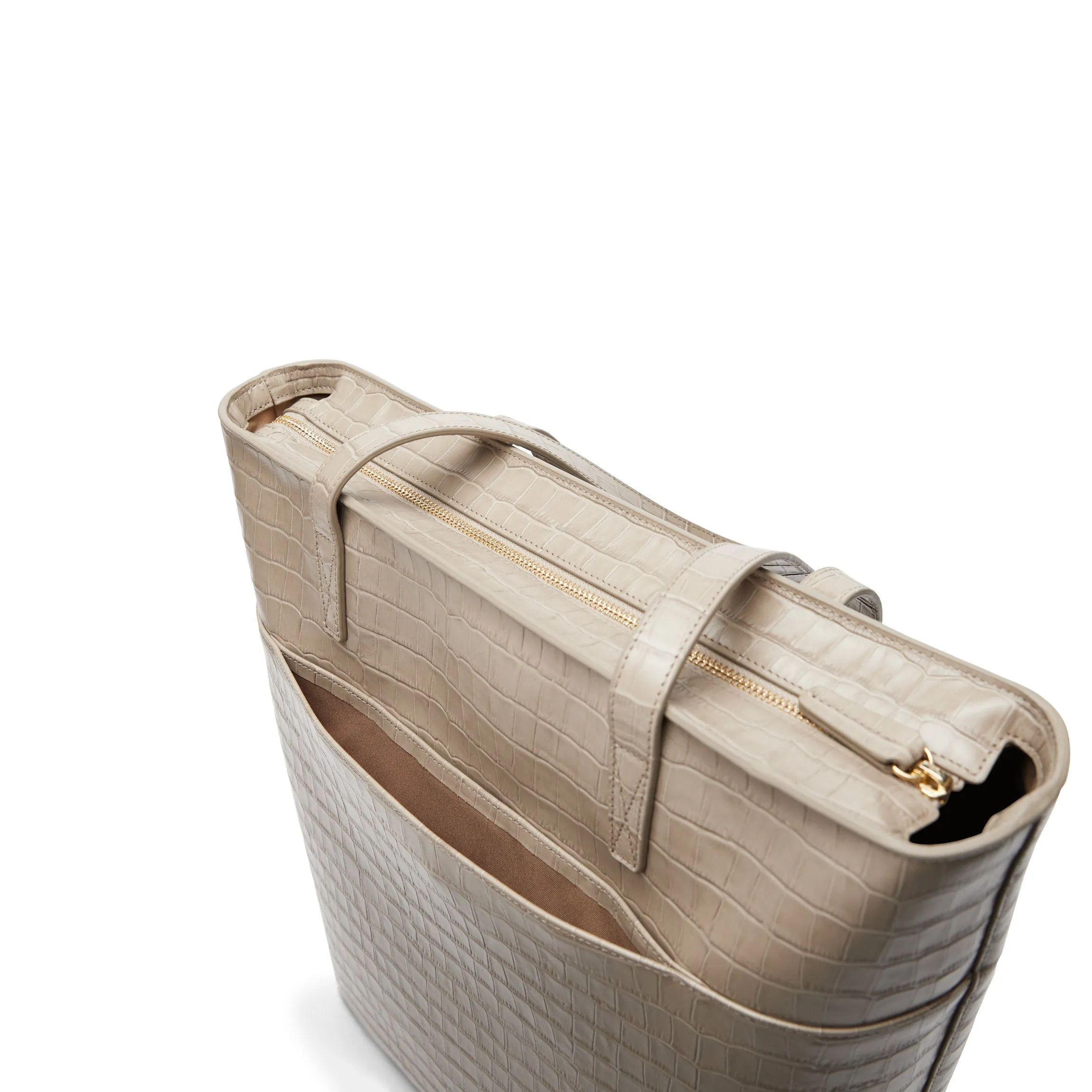 Alex Vertical Work Tote Ecru Croc
