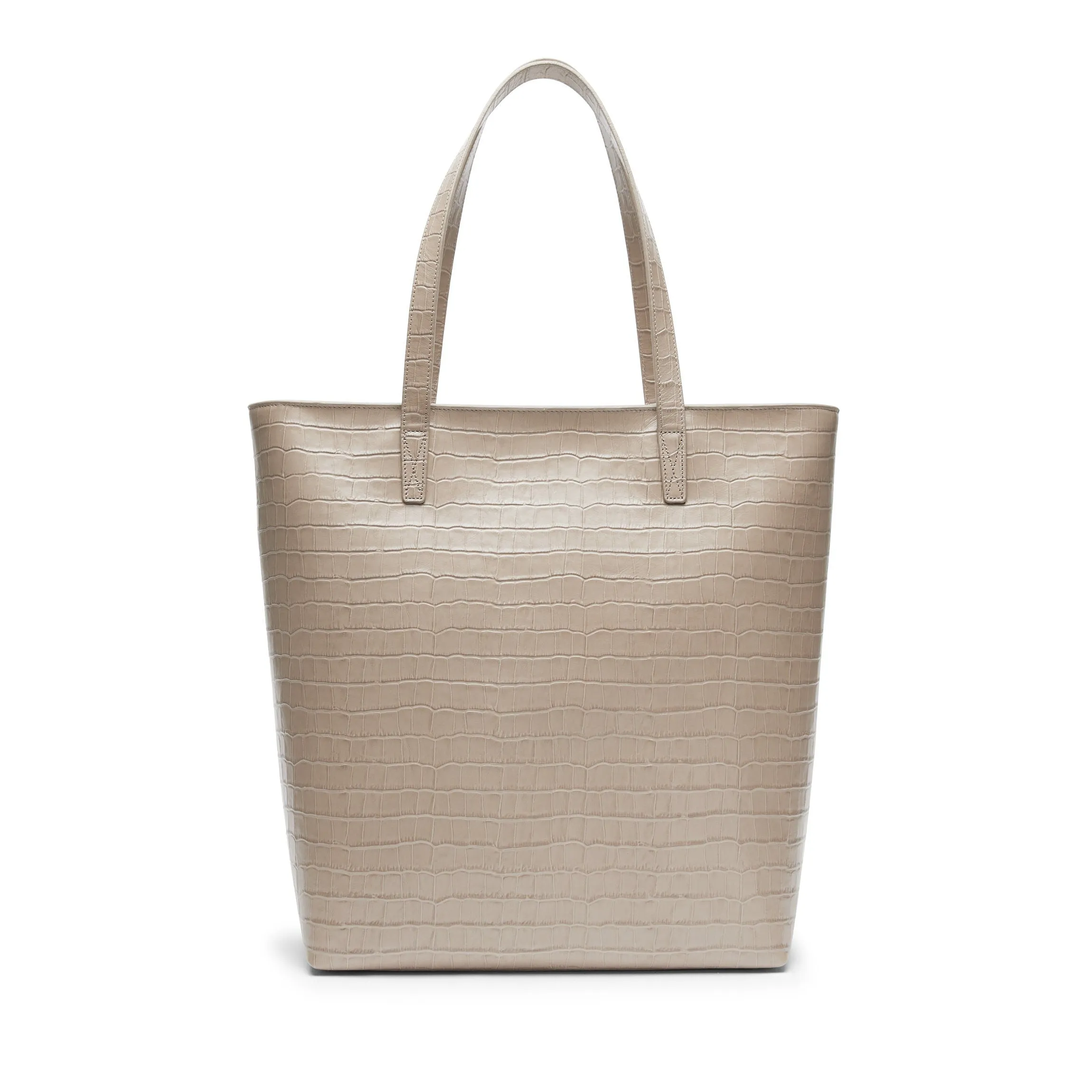Alex Vertical Work Tote Ecru Croc