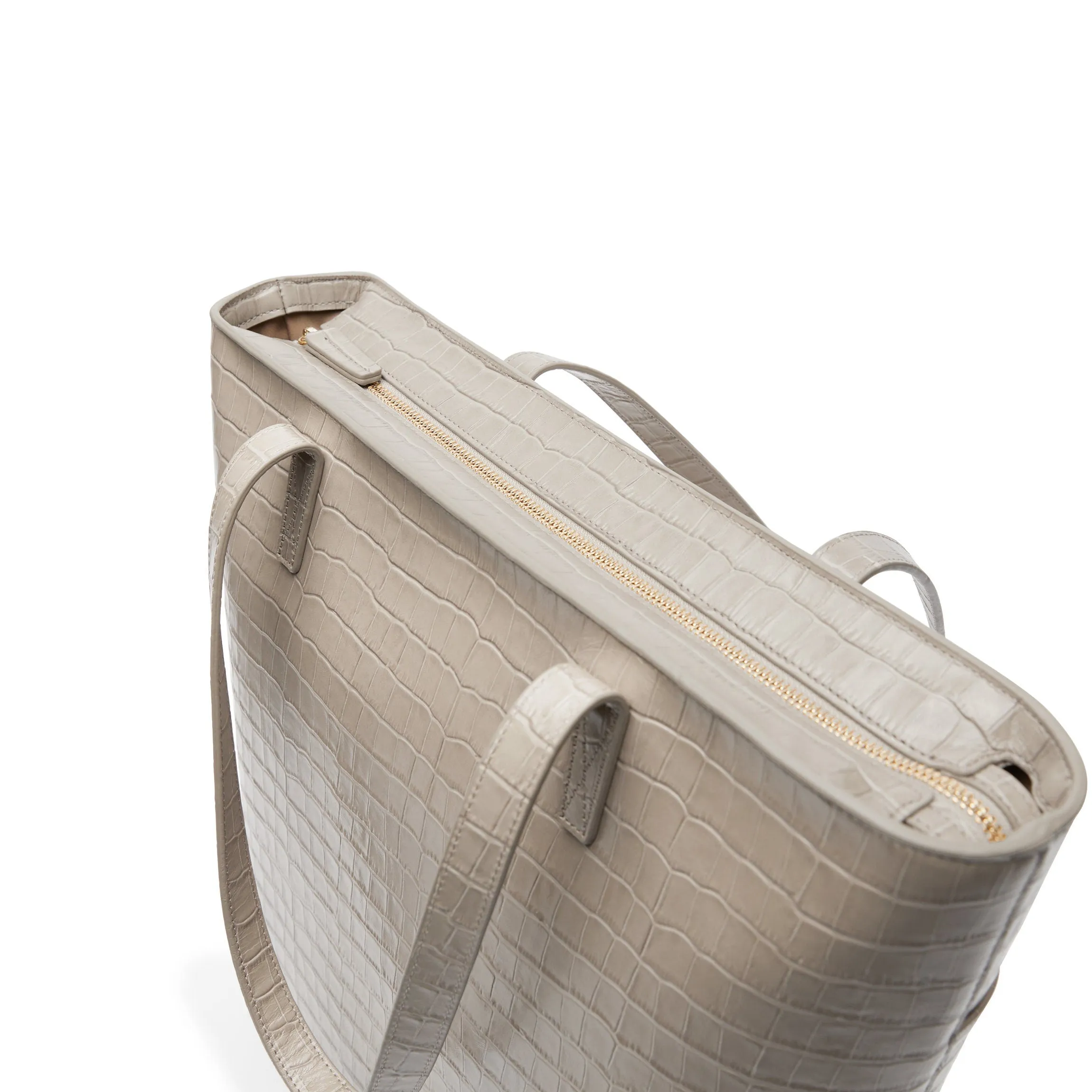 Alex Vertical Work Tote Ecru Croc