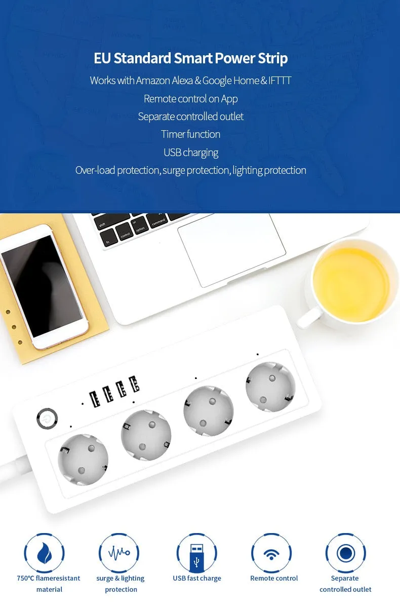 Alexa/ Google Smart Power Strip  USB Charging Port