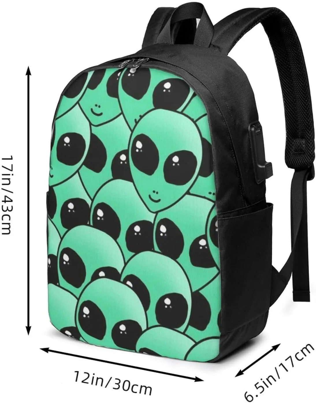 Alien Invasion Backpack, 17 Inch Travel Business Laptop Backpack With USB Port for Women Men
