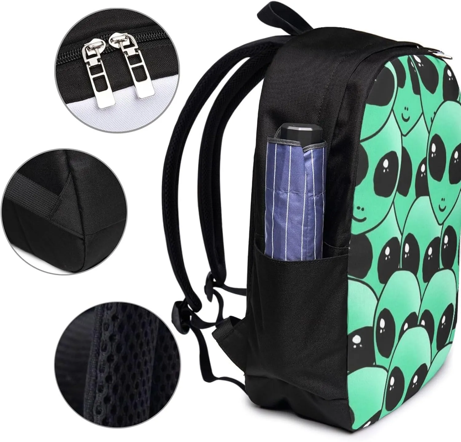 Alien Invasion Backpack, 17 Inch Travel Business Laptop Backpack With USB Port for Women Men