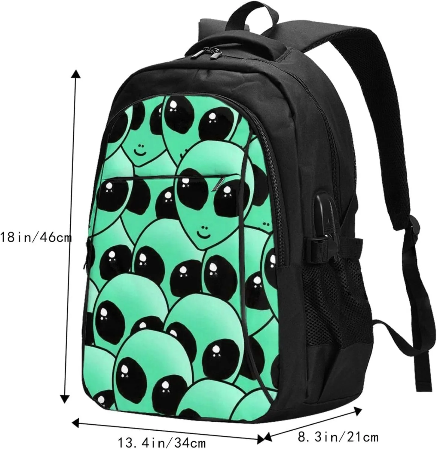 Alien Invasion Backpack, 18 Inch Travel Business Laptop Backpack With Usb Port For Women Men