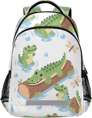 Alligator Wood Bubbles Backpack for Girls Boys School Bookbag Kids Daypack Lightweight Laptop Backpack Back to School Supplies