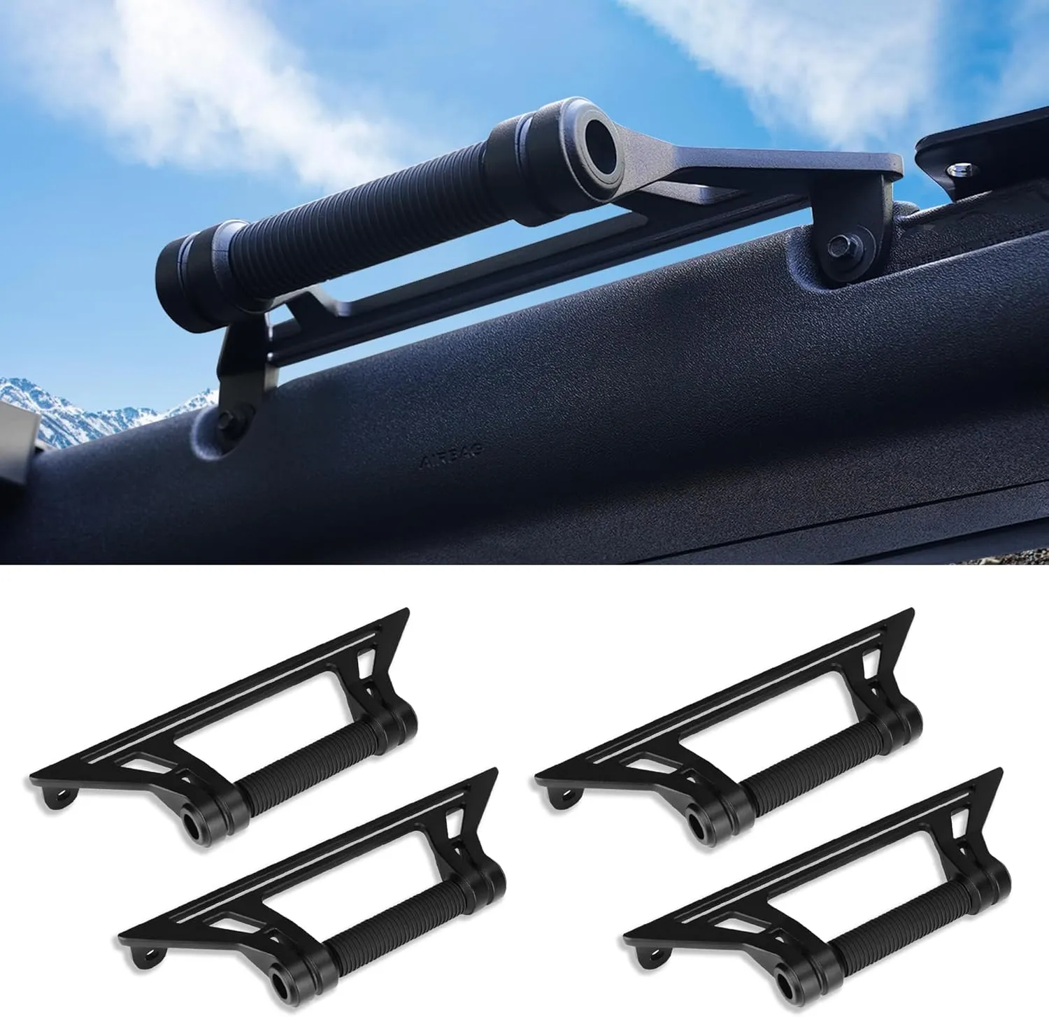 Aluminum Grab Handles Compatible with Ford Bronco 2024 2023 2022 2021 Front and Rear Seat 2/4 Door Soft & Hard Top, Metal Grip Handles Replacement for Bronco Interior Accessories (Front & Rear seat)