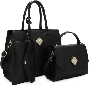 ALYSSA Tote Bag for Women Medium Crossbody Purse Shoulder Bag Top Handle Satchel Cute Wallet 3Pcs Handbags Set Gift