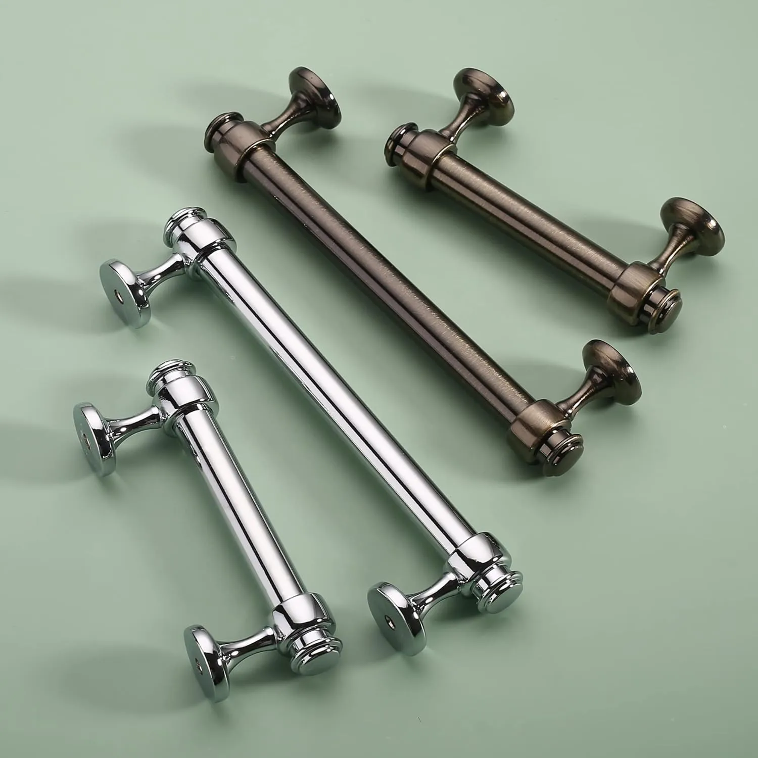 Alzassbg 10 Pack Polished Chrome Cabinet Pulls, 5 Inch(128mm) Hole Centers Cabinet Handles Kitchen Hardware Straight Bar for Cabinets and Drawer AL3082CP