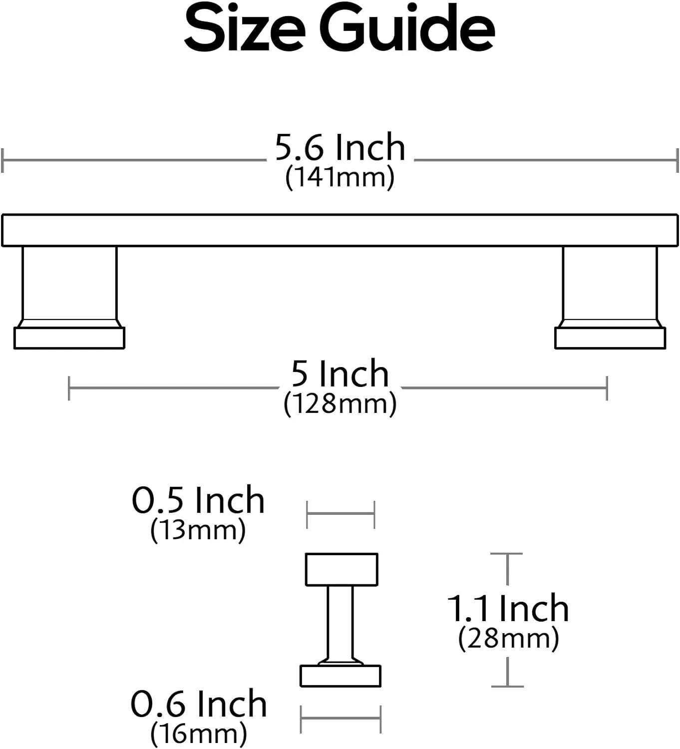 Alzassbg 5 Pack Matt Black Cabinet Pulls, 5 Inch(128mm) Hole Centers Kitchen Cabinet Handles for Cabinets and Drawers AL3061MB