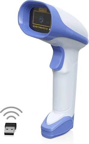 AMBIR BR200 Wireless/USB Barcode Scanner: Supports-1D,2D,PDF417, & QR barcodes. OS: Win, Mac, Linux, Android-White/Blue