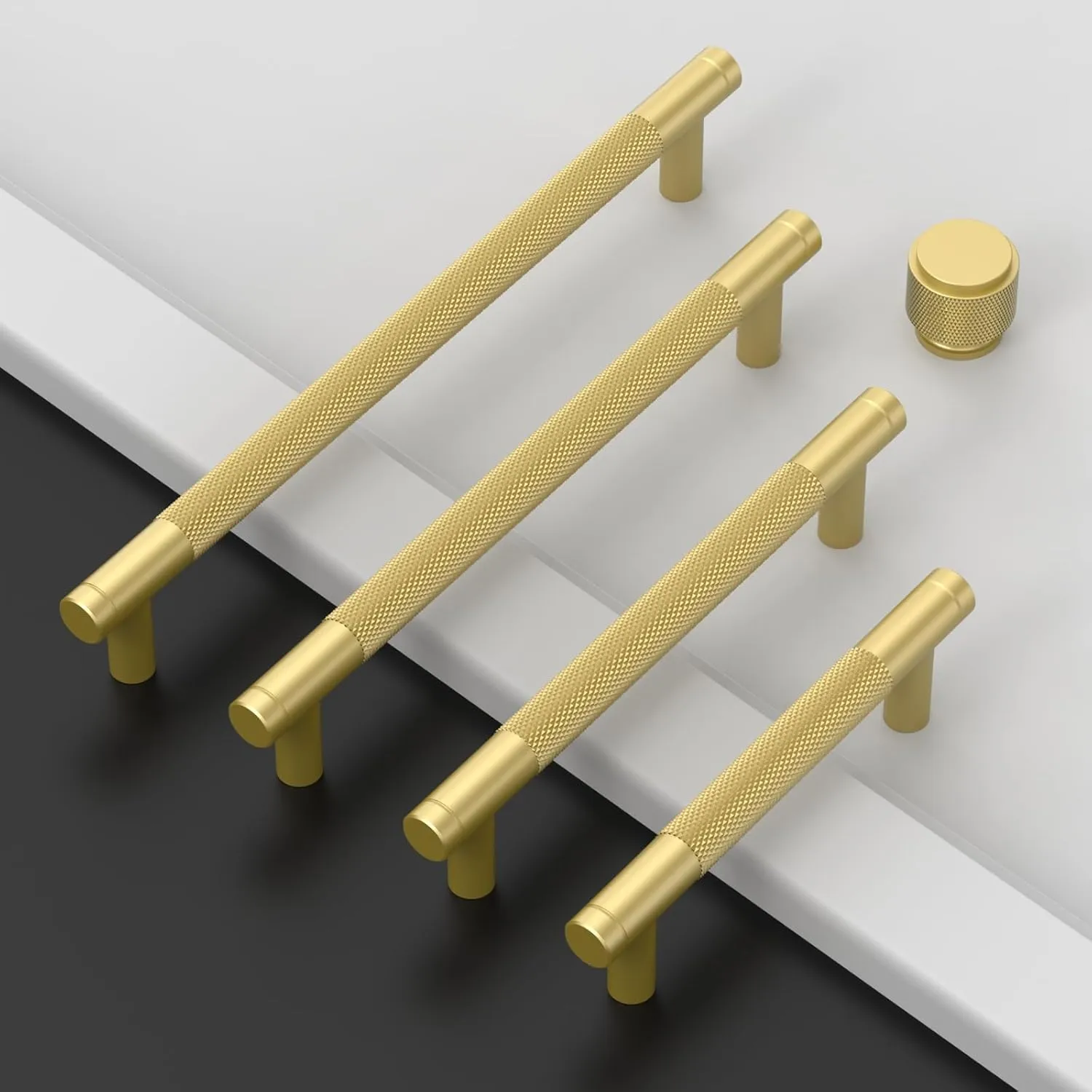 Amerdeco 10 Pack Brushed Gold Cabinet Pulls 5 Inch(128mm) Hole Center Drawer Pulls Cabinet Hardware Kitchen Cabinet Handles for Bathroom ZH0031