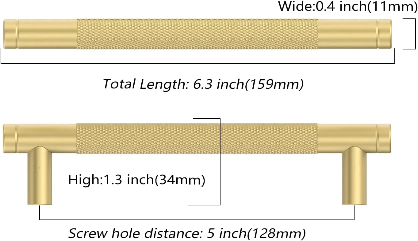 Amerdeco 10 Pack Brushed Gold Cabinet Pulls 5 Inch(128mm) Hole Center Drawer Pulls Cabinet Hardware Kitchen Cabinet Handles for Bathroom ZH0031