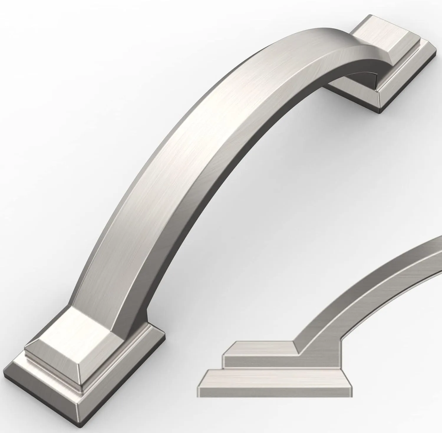 Amerdeco 10 Pack Brushed Satin Nickel Cabinet Pulls 3 Inch(76mm) Hole Centers, Handles for Kitchen Cabinet Hardware, Arch Cabinet Handles for Bathroom Dresser Drawer Handles ZH0016…