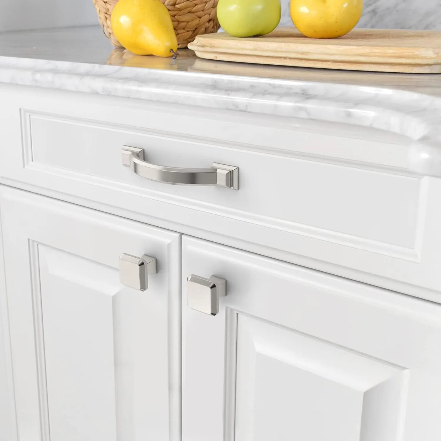 Amerdeco 10 Pack Brushed Satin Nickel Cabinet Pulls 3 Inch(76mm) Hole Centers, Handles for Kitchen Cabinet Hardware, Arch Cabinet Handles for Bathroom Dresser Drawer Handles ZH0016…