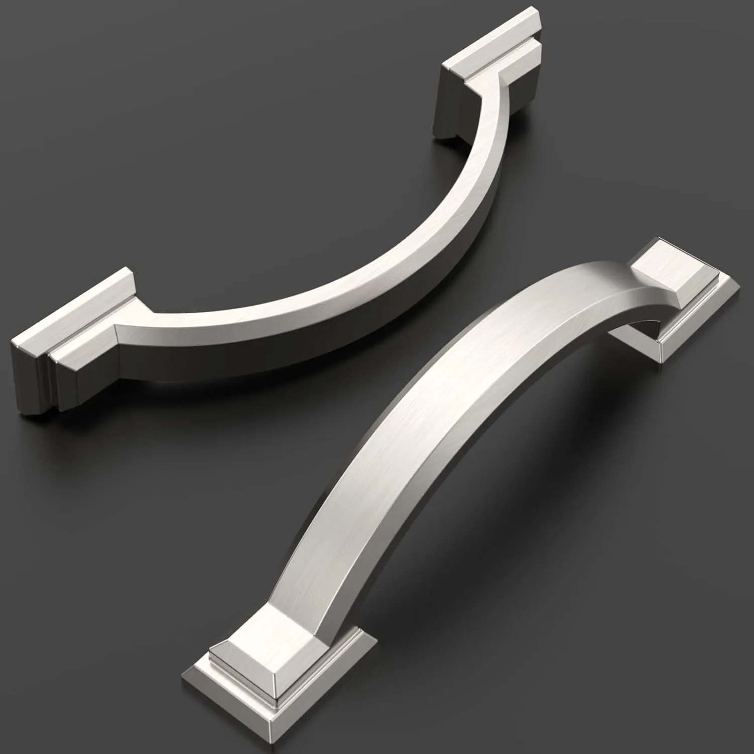Amerdeco 10 Pack Brushed Satin Nickel Cabinet Pulls 3 Inch(76mm) Hole Centers, Handles for Kitchen Cabinet Hardware, Arch Cabinet Handles for Bathroom Dresser Drawer Handles ZH0016…