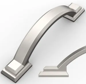 Amerdeco 10 Pack Brushed Satin Nickel Cabinet Pulls 3 Inch(76mm) Hole Centers, Handles for Kitchen Cabinet Hardware, Arch Cabinet Handles for Bathroom Dresser Drawer Handles ZH0016…
