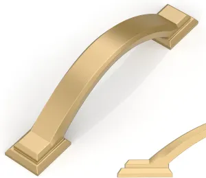 Amerdeco 10 Pack Champagne Bronze Cabinet Pulls 3 Inch(76mm) Hole Centers, Handles for Kitchen Cabinet Hardware, Arch Cabinet Handles for Bathroom Dresser Drawer Handles ZH0016…