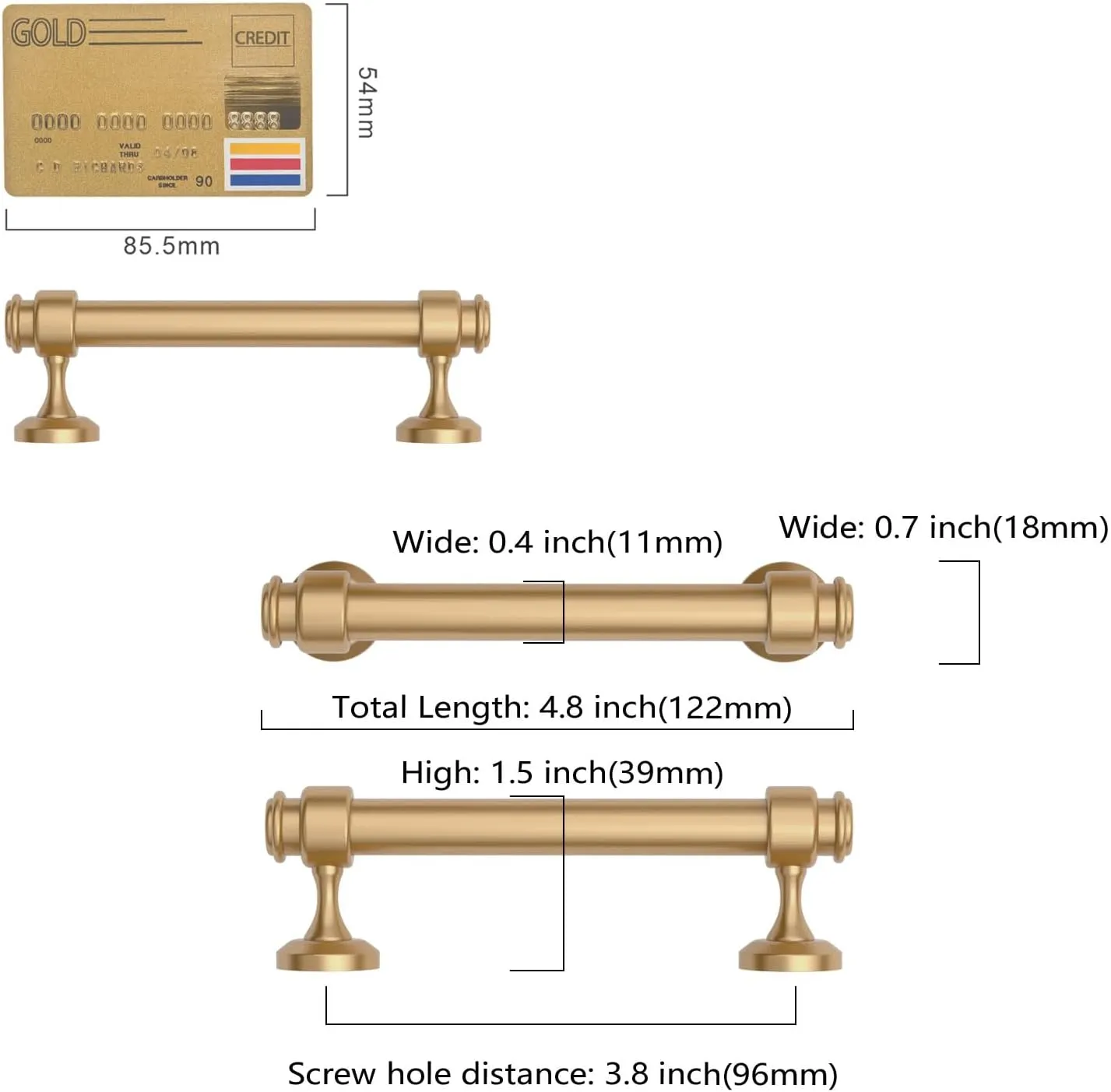 Amerdeco 10 Pack Champagne Bronze Cabinet Pulls 3.75 Inch Hole Centers Kitchen Cabinet Hardware,Solid Cabinet Handles for Bathroom Drawer Handles IH0005…