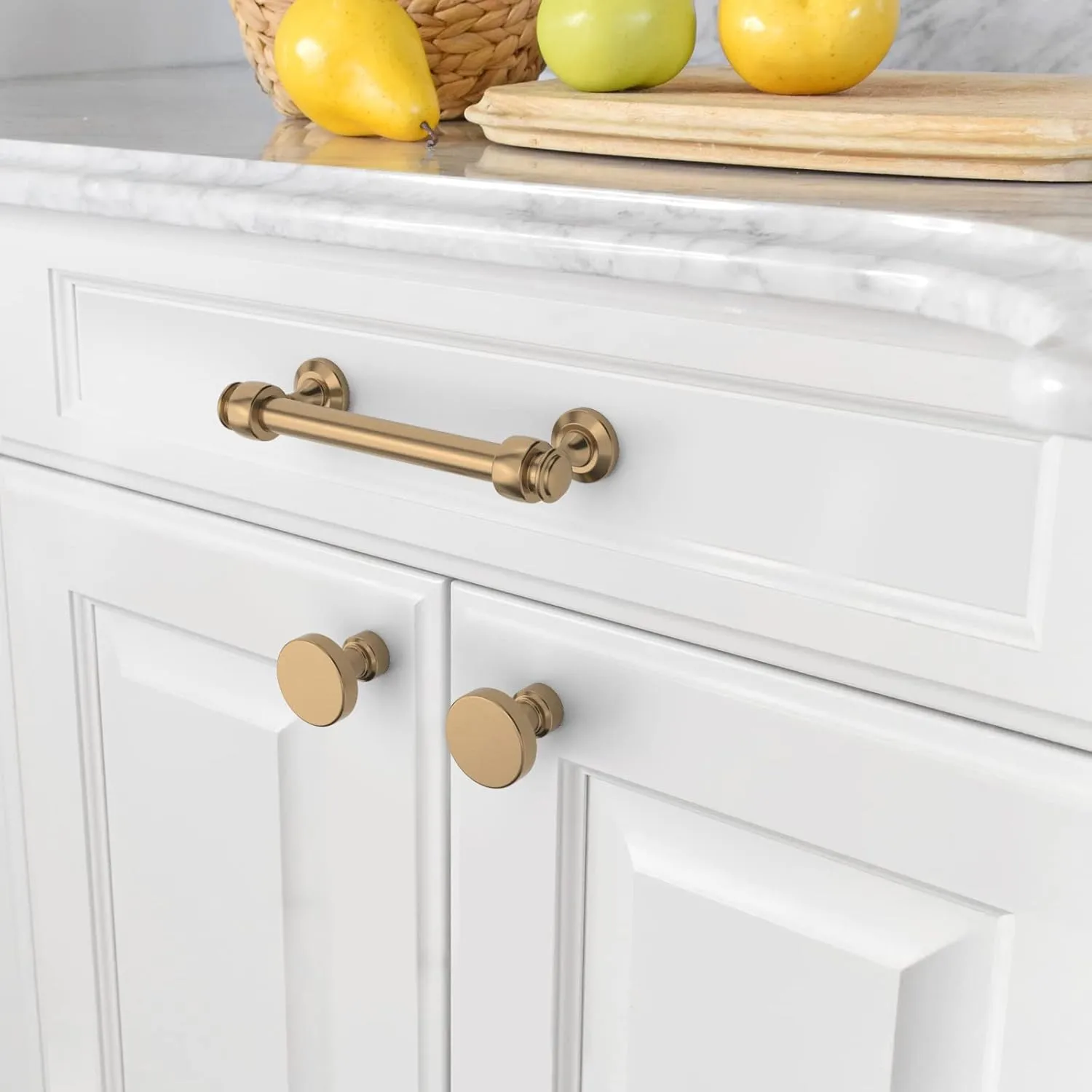 Amerdeco 10 Pack Champagne Bronze Cabinet Pulls 3.75 Inch Hole Centers Kitchen Cabinet Hardware,Solid Cabinet Handles for Bathroom Drawer Handles IH0005…