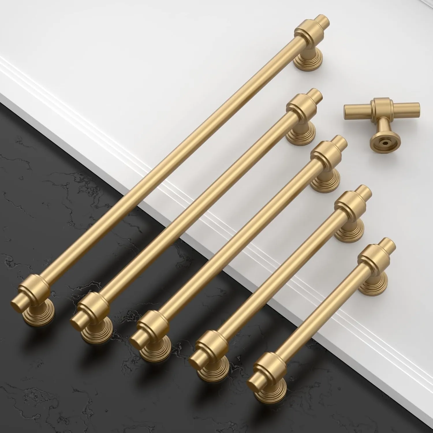 Amerdeco 10 Pack Champagne Bronze Cabinet Pulls 5 Inch(128mm) Hole Center Drawer Pulls Cabinet Hardware Kitchen Cabinet Handles for Bathroom Dresser Pulls ZH0069