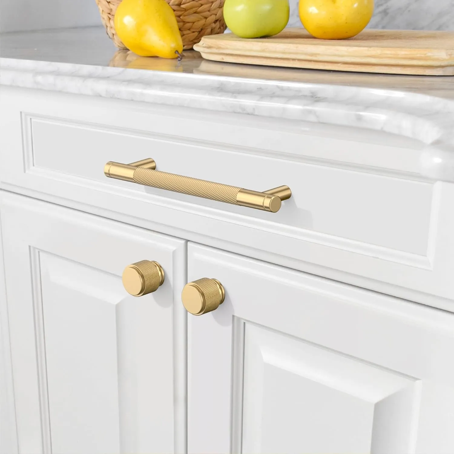 Amerdeco 10 Pack Champagne Bronze Cabinet Pulls 5 Inch(128mm) Hole Center Drawer Pulls Cabinet Hardware Kitchen Cabinet Handles for Bathroom ZH0031