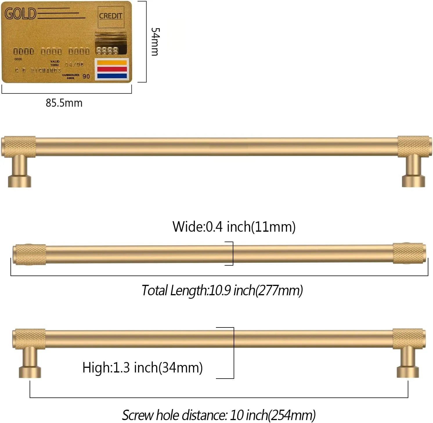 Amerdeco 10 Pack Champagne Bronze Knurled Cabinet Pulls 10 Inch(254mm) Hole Center Kitchen Cabinet Handles Drawer Pulls Cabinet Hardware ZH034