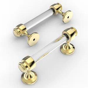 Amerdeco 10 Pack Gold Acrylic Cabinet Pulls 3 Inch(76MM) Hole Centers Kitchen Cabinet Handles Hardware Kitchen Handles for Cabinets Cupboard Handles Drawer Pulls
