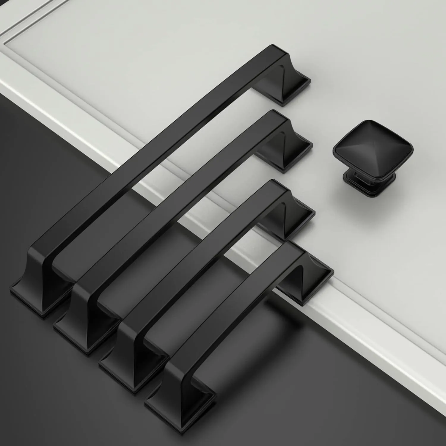 Amerdeco 10 Pack Matte Black 5 Inch(128mm) Hole Centers Kitchen Cabinet Pulls Hardware Kitchen Handles for Cabinets Cupboard Handles Drawer Pulls