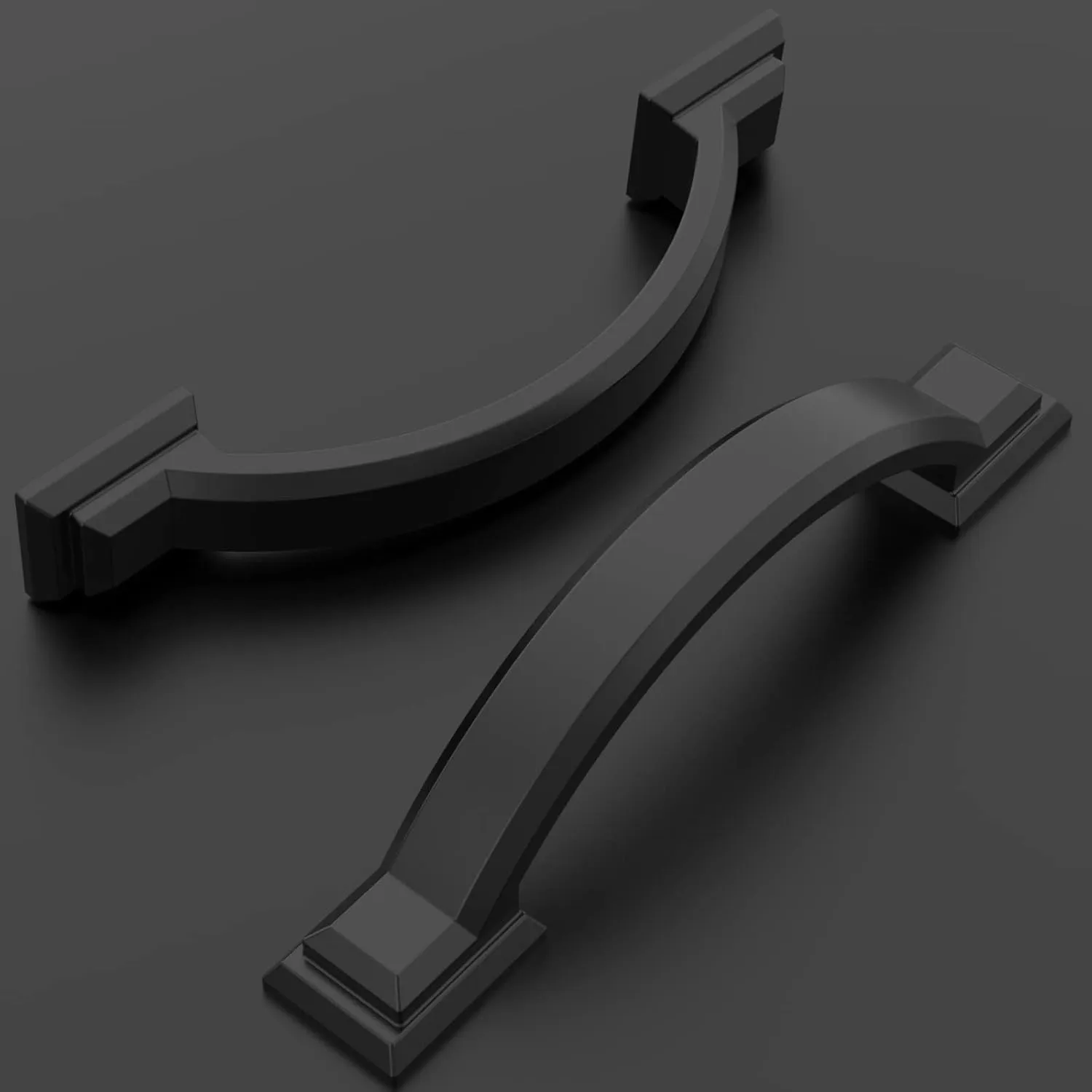 Amerdeco 10 Pack Matte Black Cabinet Pulls 3 Inch(76mm) Hole Centers, Handles for Kitchen Cabinet Hardware, Arch Cabinet Handles for Bathroom Dresser Drawer Handles ZH0016…