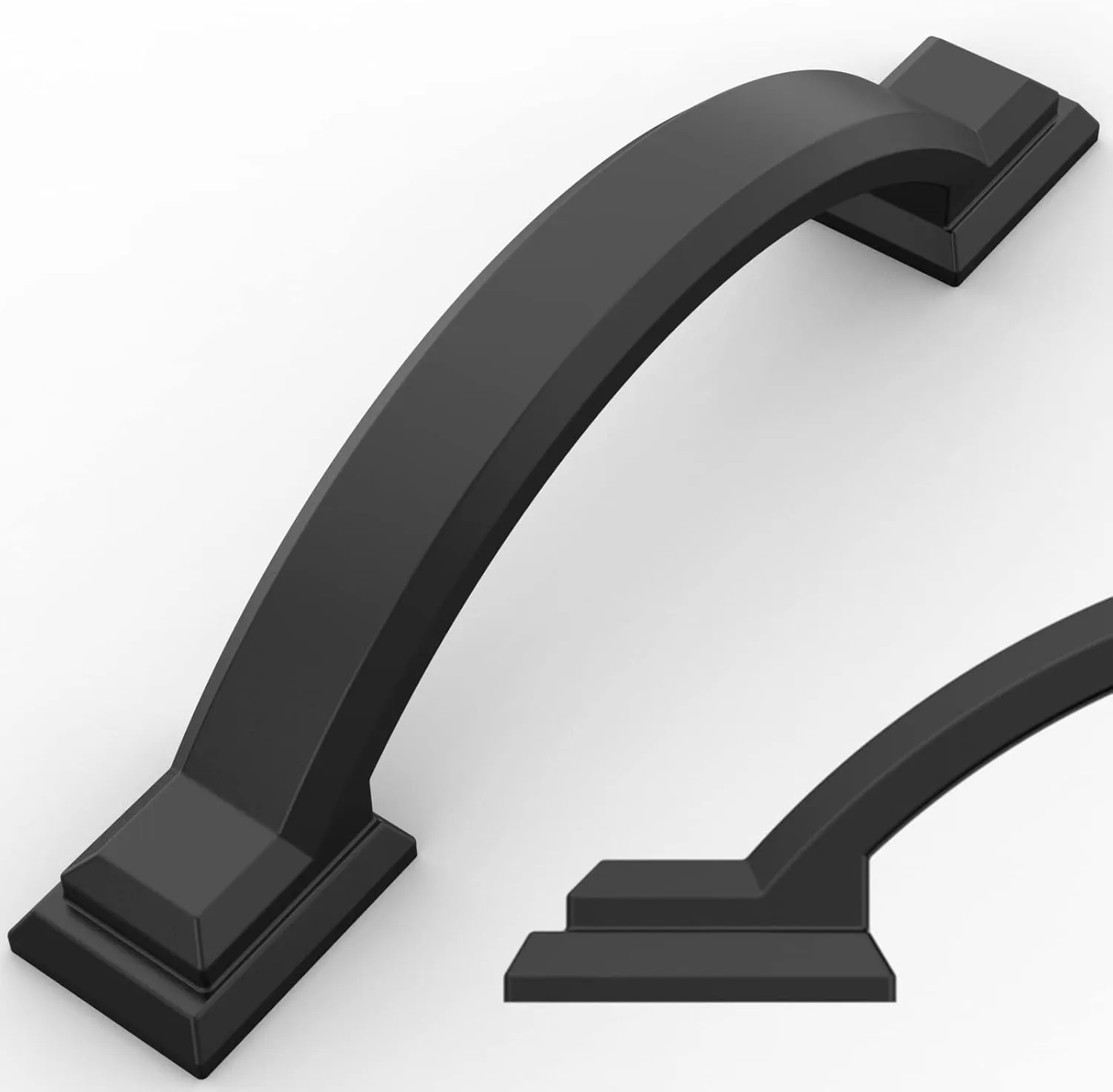 Amerdeco 10 Pack Matte Black Cabinet Pulls 3 Inch(76mm) Hole Centers, Handles for Kitchen Cabinet Hardware, Arch Cabinet Handles for Bathroom Dresser Drawer Handles ZH0016…