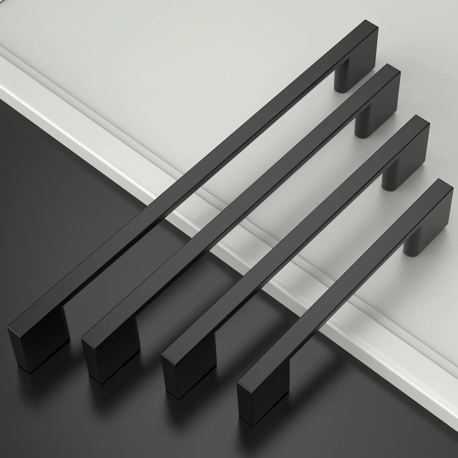 Amerdeco 10 Pack Matte Black Cabinet Pulls 5 Inch(128MM) Hole Centers Kitchen Cabinet Handles Cabinet Hardware Kitchen Handles for Cabinets Cupboard Handles Drawer Pulls ZH0060
