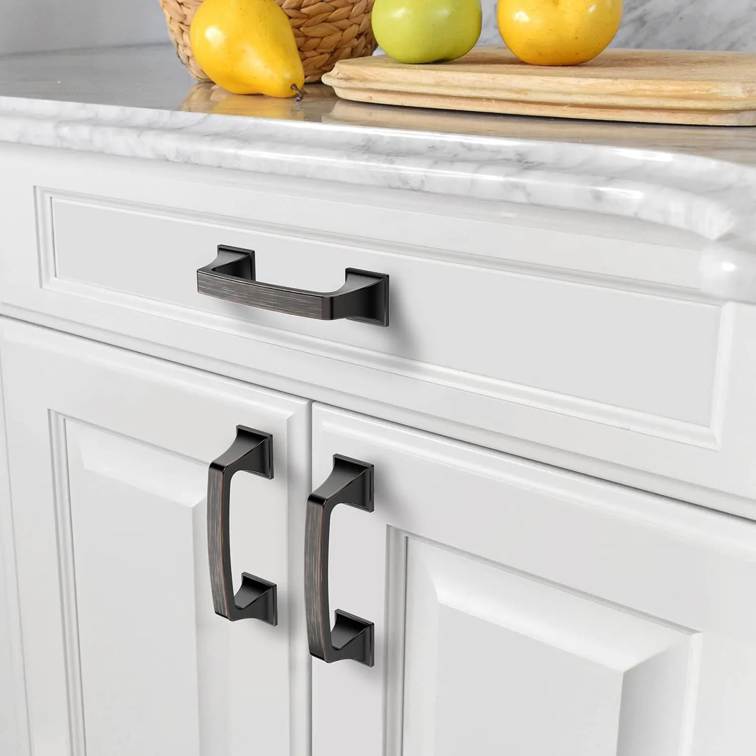 Amerdeco 10 Pack Oil Rubbed Bronze 3 Inch(76mm) Hole Centers Kitchen Cabinet Pulls Hardware Kitchen Handles for Cabinets Cupboard Handles Drawer Pulls