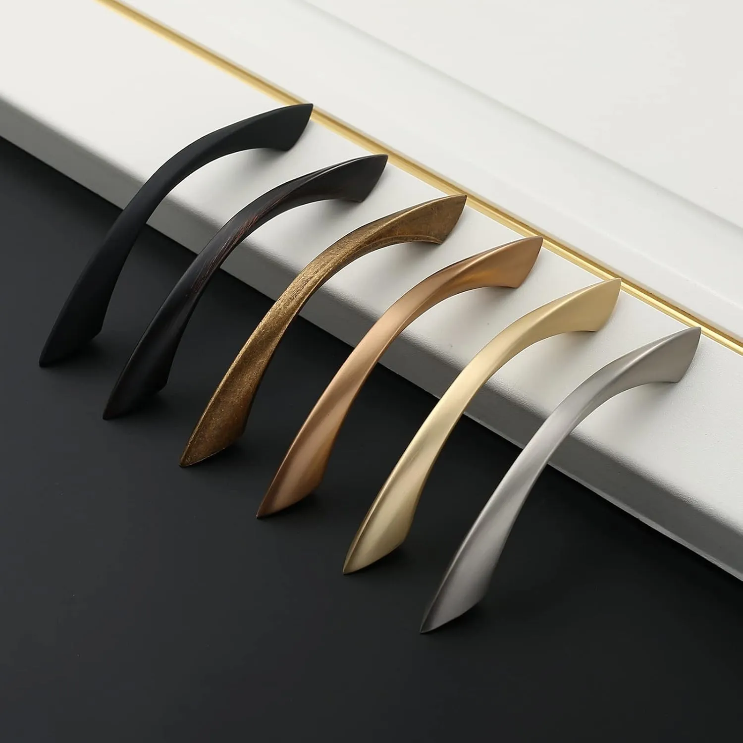 Amerdeco 10 Pack Oil Rubbed Bronze 3.75 Inch(96mm) Hole Centers Kitchen Arch Twisted Cabinet Pulls Cabinet Hardware Kitchen Handles for Cabinets Cupboard Handles Drawer Pulls ZH0048
