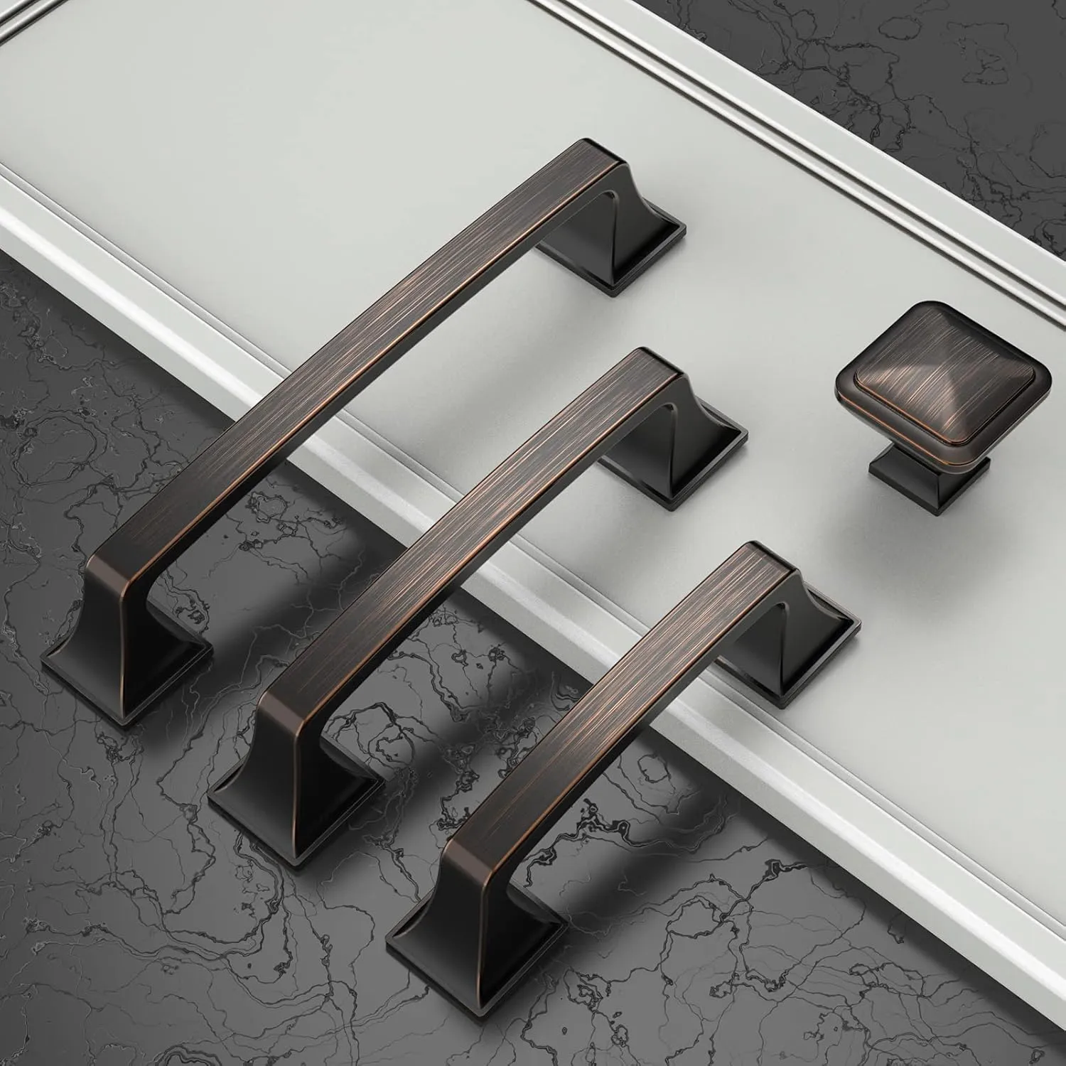 Amerdeco 10 Pack Oil Rubbed Bronze 5 Inch(128mm) Hole Centers Kitchen Cabinet Pulls Hardware Kitchen Handles for Cabinets Cupboard Handles Drawer Pulls