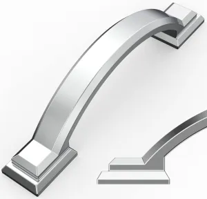Amerdeco 10 Pack Polished Chrome Cabinet Pulls 3 Inch(76mm) Hole Centers, Handles for Kitchen Cabinet Hardware, Arch Cabinet Handles for Bathroom Dresser Drawer Handles ZH0016…