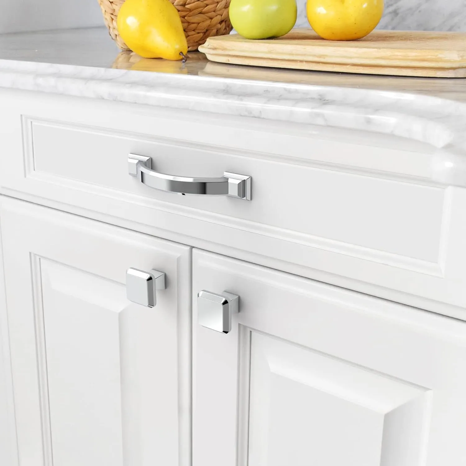 Amerdeco 10 Pack Polished Chrome Cabinet Pulls 3 Inch(76mm) Hole Centers, Handles for Kitchen Cabinet Hardware, Arch Cabinet Handles for Bathroom Dresser Drawer Handles ZH0016…