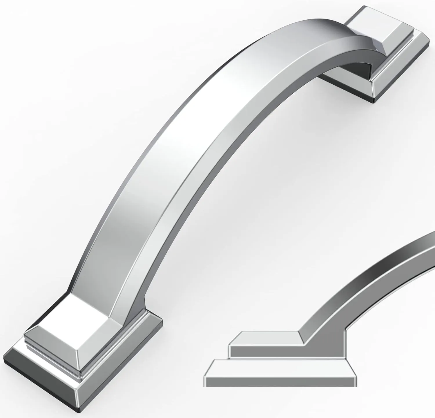 Amerdeco 10 Pack Polished Chrome Cabinet Pulls 3 Inch(76mm) Hole Centers, Handles for Kitchen Cabinet Hardware, Arch Cabinet Handles for Bathroom Dresser Drawer Handles ZH0016…