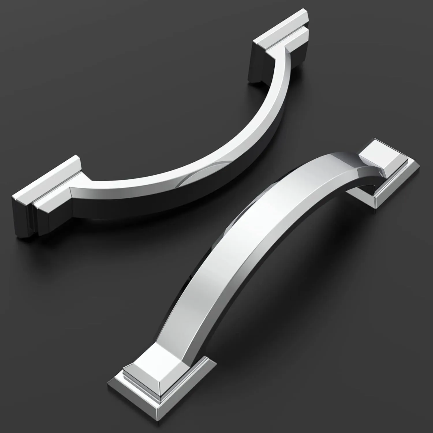 Amerdeco 10 Pack Polished Chrome Cabinet Pulls 3 Inch(76mm) Hole Centers, Handles for Kitchen Cabinet Hardware, Arch Cabinet Handles for Bathroom Dresser Drawer Handles ZH0016…