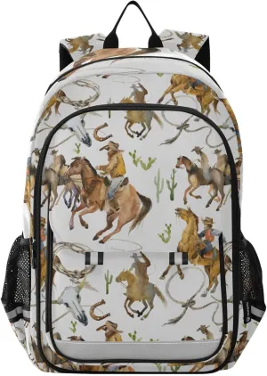 American Cowboy Running Horse Backpack for Kids, Cute Bookbags for Girls, Little Kid Backpack