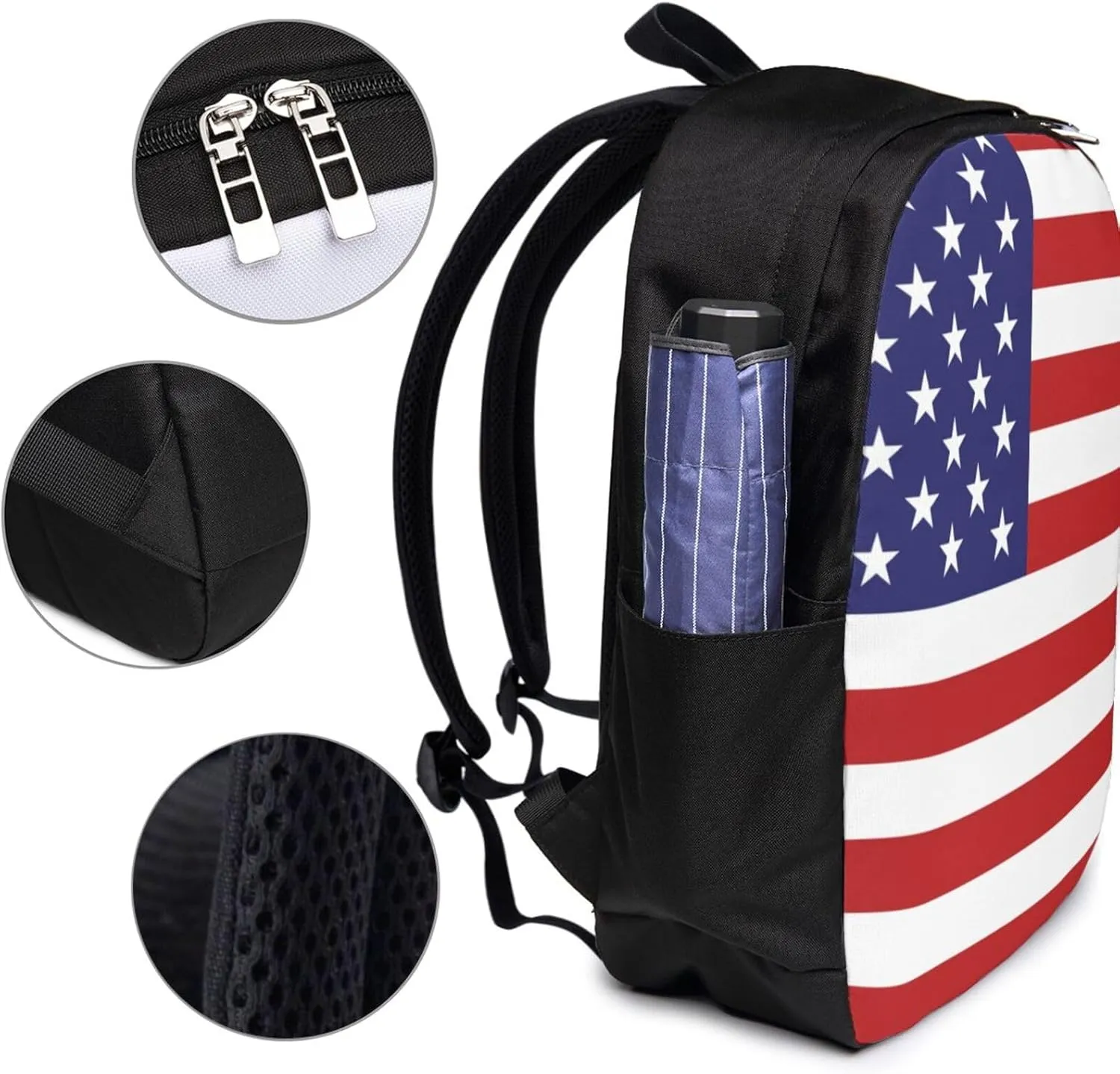 American flag Backpack, 17 Inch Travel Business Laptop Backpack With USB Port for Women Men